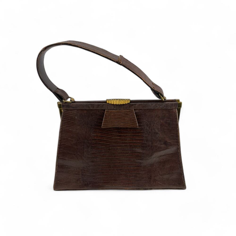 Vintage 1950s Lesco Genuine Alligator Leather Handbag